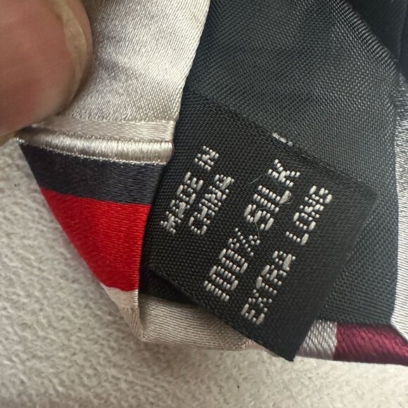 Van Heusen Extra Long 100% Silk Red & Gray Striped Tie Mens Formal Wear - Picture 2 of 3